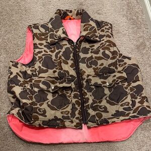 Vintage Camouflage Vest with Orange Lining